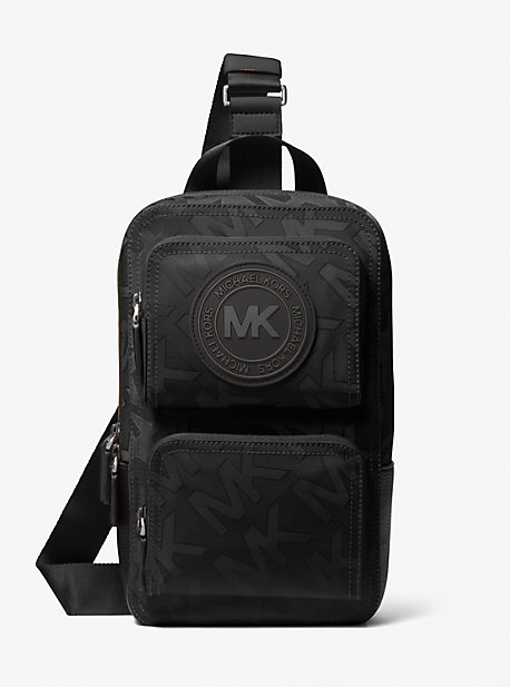 37F2LKNM2O - Kent Logo Jacquard Nylon Sling Pack BLACK