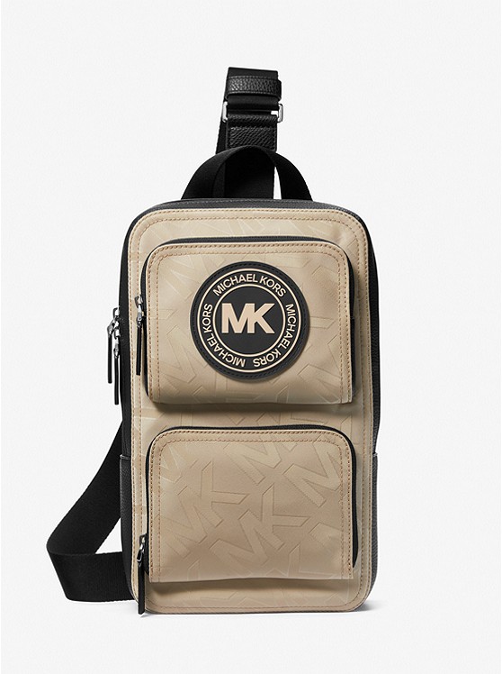 MK 37F2LKNM2O Kent Logo Jacquard Nylon Sling Pack HEMP