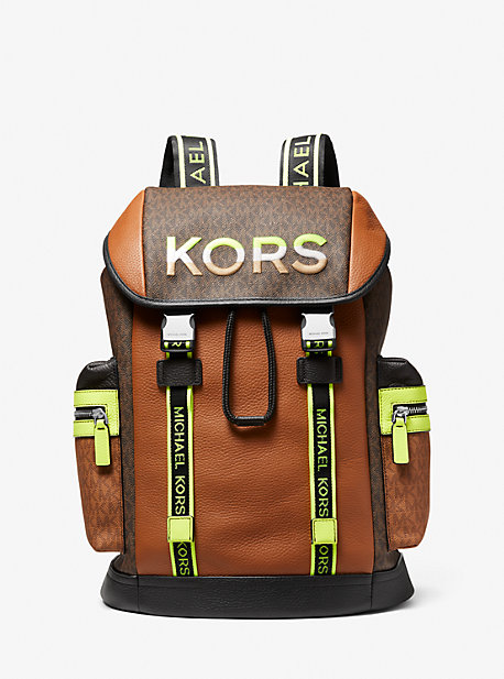 37H1LCOB2B - Cooper Two-Tone Logo and Leather Backpack BROWN