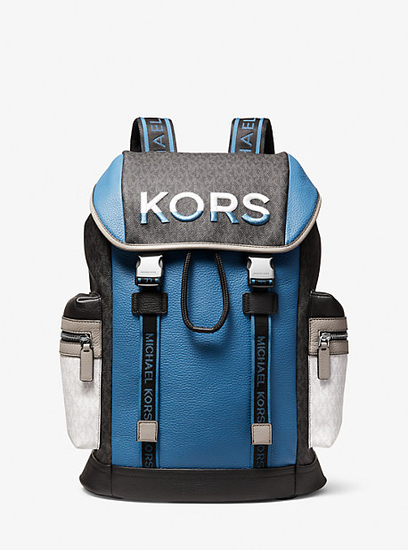 37H1LCOB2B - Cooper Two-Tone Logo and Leather Backpack BLUE