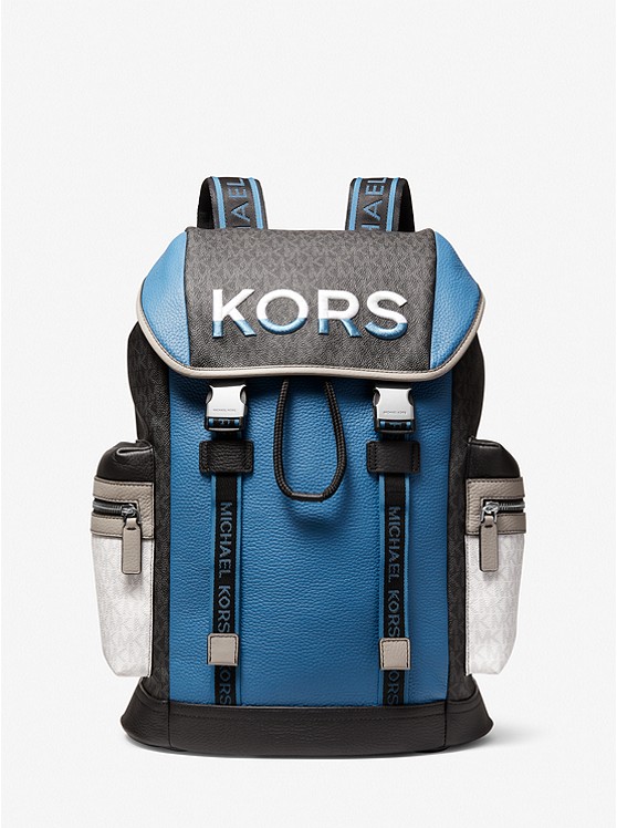 MK 37H1LCOB2B Cooper Two-Tone Logo and Leather Backpack BLUE