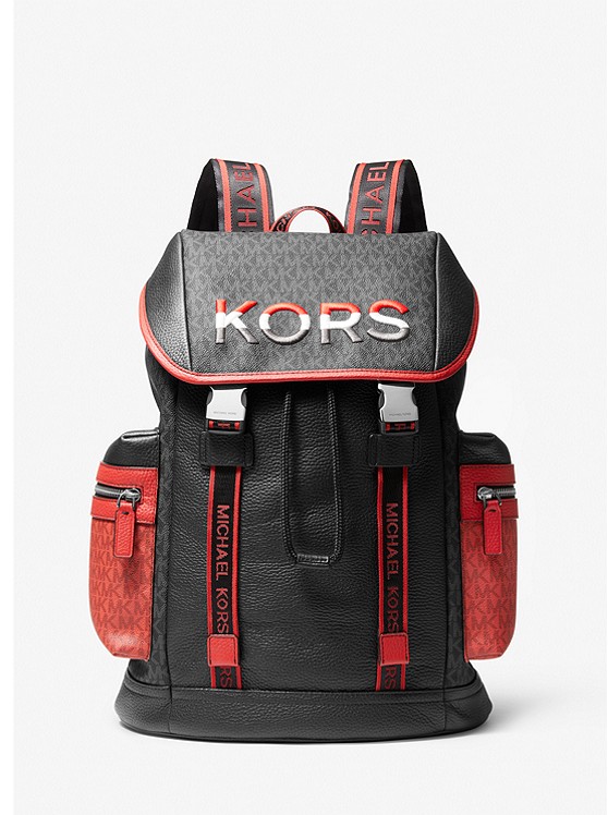 MK 37H1LCOB2B Cooper Two-Tone Logo and Leather Backpack FLAME