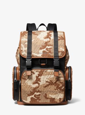 37S2LCOB2C - Cooper Printed Denim and Leather Backpack CHINO