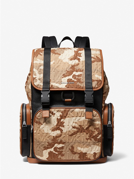 MK 37S2LCOB2C Cooper Printed Denim and Leather Backpack CHINO