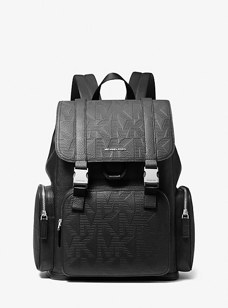 37S2LCOB2L - Cooper Logo Embossed Leather Backpack BLACK