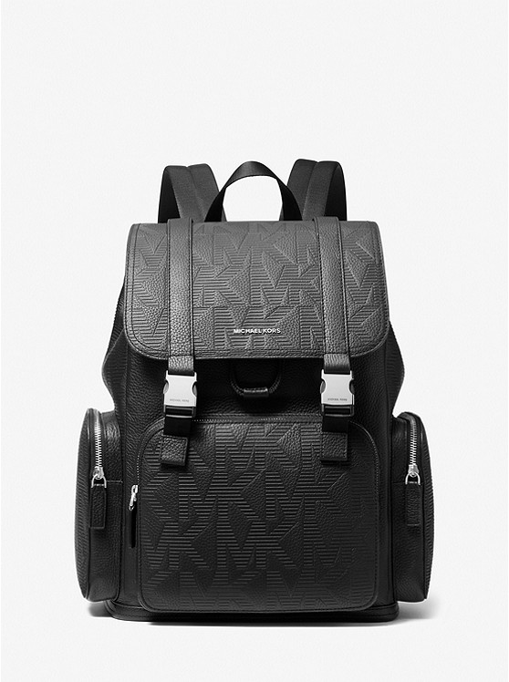 MK 37S2LCOB2L Cooper Logo Embossed Leather Backpack BLACK