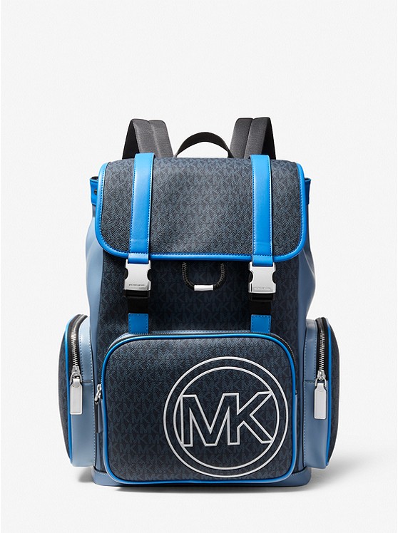 MK 37S2LCOB2P Cooper Logo and Color-Block Faux Leather Backpack BLUE MULTI