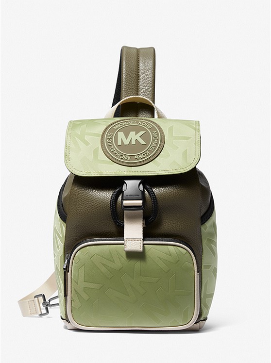 MK 37S3LKNC2O Kent Logo Jacquard Nylon Sling Pack LT SAGE