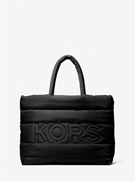 MK 37S3MKNT3O Kent Quilted Recycled Nylon Tote Bag BLACK