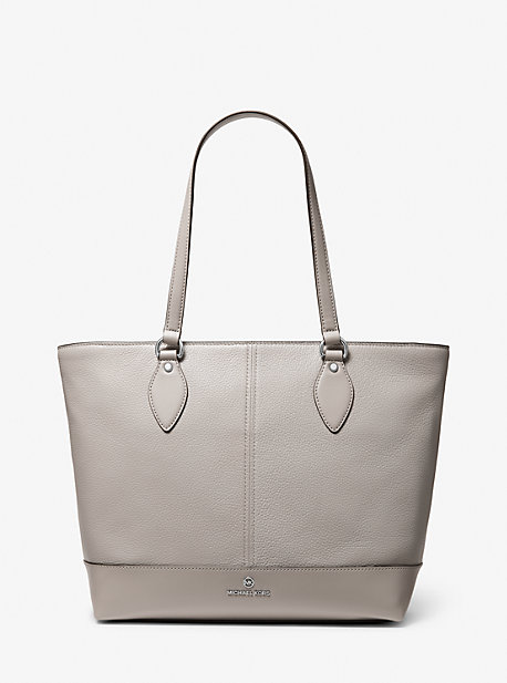 38H1C8BT3L - Beth Large Pebbled Leather Tote PEARL GREY