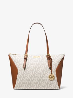38S1C2CT3B - Coraline Large Logo and Leather Tote Bag VANILLA