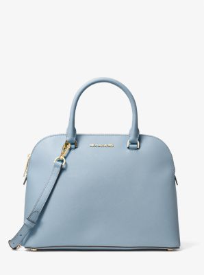 38S9XCPS3L - Cindy Large Leather Dome Satchel PALE BLUE