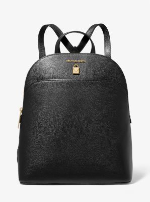38T0CAFB7L - Adele Large Pebbled Leather Backpack BLACK