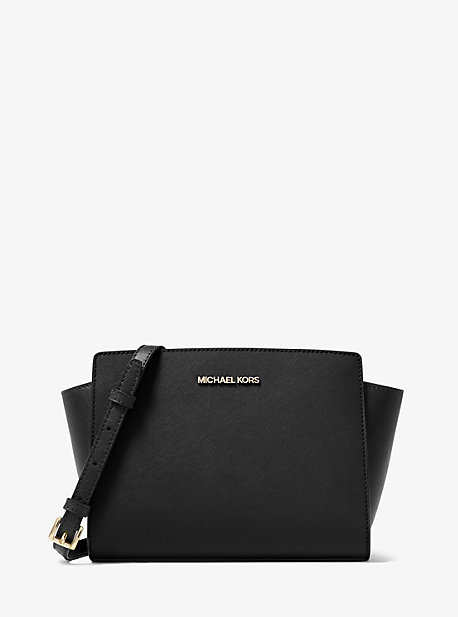 38T0CLMM2L - Selma Medium Saffiano Leather Crossbody Bag BLACK