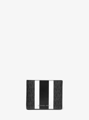 39F1LGFF2B - Logo Stripe Billfold Wallet With Passcase BLACK
