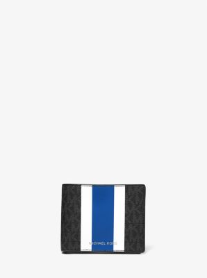 39F1LGFF2B - Logo Stripe Billfold Wallet With Passcase ELECTRIC BLUE