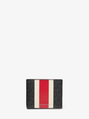 39F1LGFF2B - Logo Stripe Billfold Wallet With Passcase BRIGHT RED