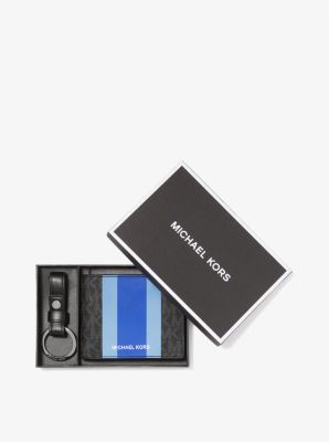 39F1LGFN5O - Logo Stripe Billfold Wallet and Keychain Gift Set ELECTRIC BLUE