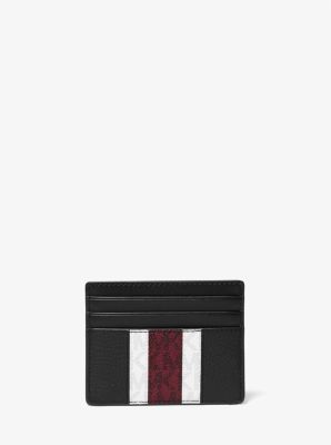 39F1LHDD2O - Hudson Logo Stripe Leather Tall Card Case BLACK