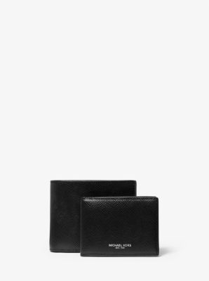 39F5LHRF2L - Harrison Crossgrain Leather Billfold Wallet With Passcase BLACK