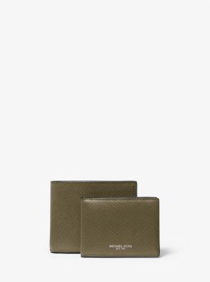 39F5LHRF2L - Harrison Crossgrain Leather Billfold Wallet With Passcase OLIVE