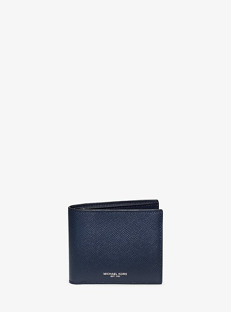 39F5LHRF2L - Harrison Crossgrain Leather Billfold Wallet With Passcase NAVY