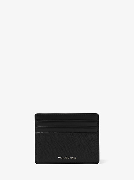 39F6LHRD2L - Harrison Crossgrain Leather Tall Card Case BLACK