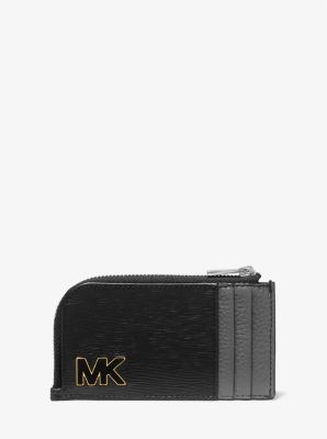 39H1LHDE6U - Hudson Two-Tone Leather Zip-Around Card Case BLACK