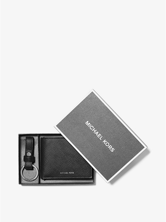 MK 39H9LGFN5L Crossgrain Leather Billfold Wallet With Keychain BLACK