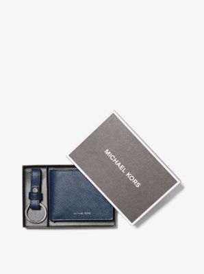 39H9LGFN5L - Crossgrain Leather Billfold Wallet With Keychain NAVY