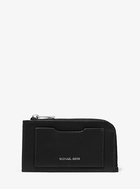 39S0LGFE6L - Leather Zip-Around Card Case  BLACK