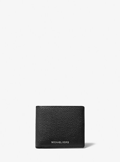 39S0LHDF1L - Hudson Pebbled Leather Slim Billfold Wallet BLACK