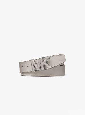 39S2MBLY5T - Logo Buckle Leather Belt PEARL GREY