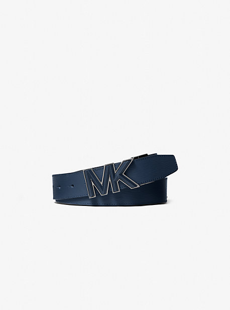 39S2MBLY5T - Logo Buckle Leather Belt NAVY