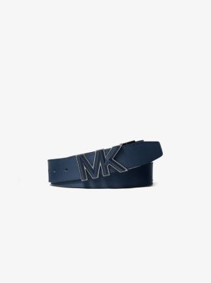 39S2MBLY5T - Logo Buckle Leather Belt NAVY