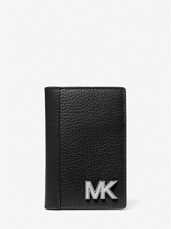 MK 39S3LYTD1L Hudson Pebbled Leather Card Case BLACK