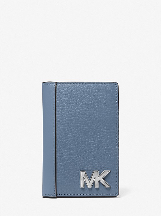 MK 39S3LYTD1L Hudson Pebbled Leather Card Case DENIM