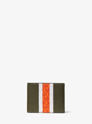 39U2LGFN0L - Pebbled Leather and Logo Stripe Billfold Wallet With Passcase Gift Set DAY GLO ORANGE