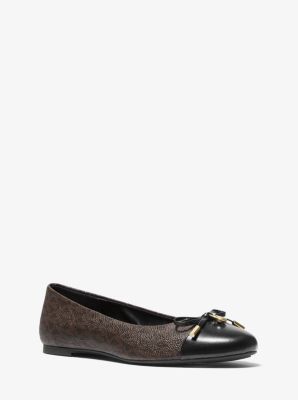 40F0MLFPAB - Melody Logo and Leather Ballet Flat BROWN/BLK