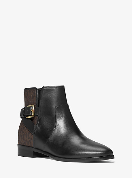 40F0SLFE7L - Salem Leather and Logo Ankle Boot BLK/BROWN