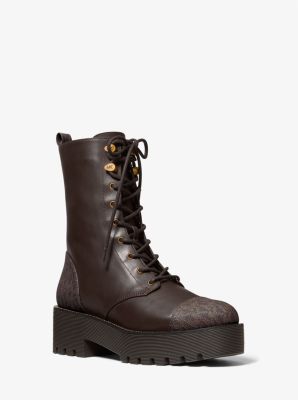 40F1BYFE8L - Bryce Leather and Logo Platform Combat Boot CHOCOLATE