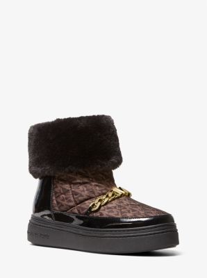 40F1CHFE5Y - Chapman Embellished Quilted Logo and Faux Fur Boot BLK/BROWN