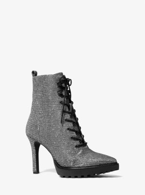40F1KYME6D - Kyle Glitter Chain Mesh Lace-Up Boot ANTHRACITE
