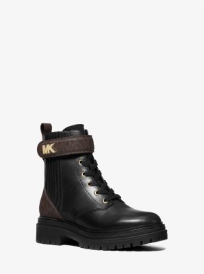 40F1SRFE7L - Stark Logo and Leather Combat Boot BLK/BROWN