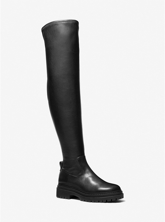 MK 40F2CYFB5B Cyrus Faux-Leather Over-The-Knee Boot BLACK