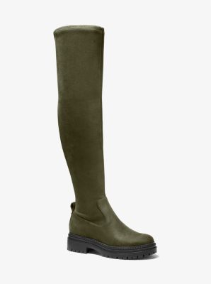 40F2CYFB5S - Cyrus Faux Stretch Suede Over-The-Knee Boot OLIVE