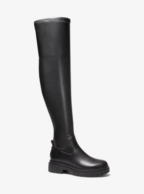 40F2CYFB6L - Cyrus Faux Leather Over-The-Knee Boot BLACK