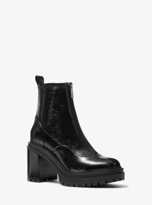 40F2CYME5B - Cyrus Crinkled Faux Leather Ankle Boot BLACK