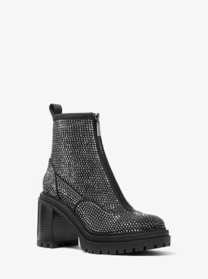 40F2CYME5D - Cyrus Embellished Scuba Ankle Boot BLACK