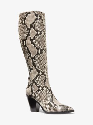 40F2DOHB5E - Dover Python Embossed Faux Leather Knee Boot SAND